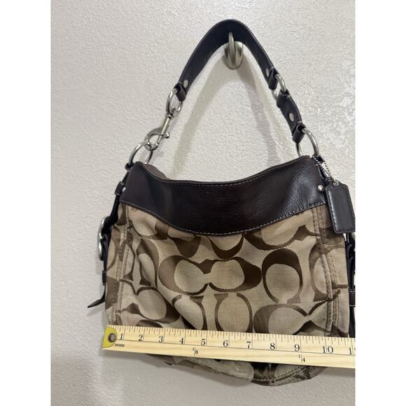 Coach Shoulder Brown Signature Bag Purple Lining - Picture 6 of 13